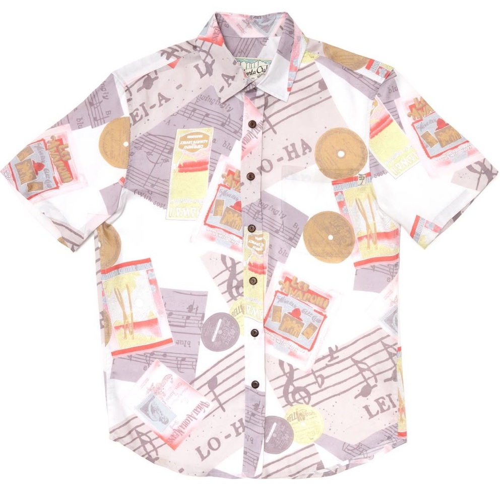 Roberta Oaks Hawaiian Record Company Short Sleeve Button Down Shirt Mens Large 1